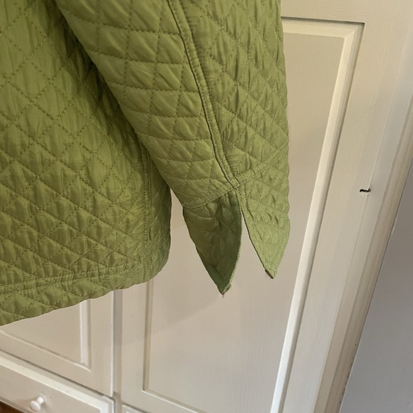 The Quacker Factory Quilted Jacket 1X Green/Pink 100% Silk Zip Embellished Coat - Picture 5 of 12
